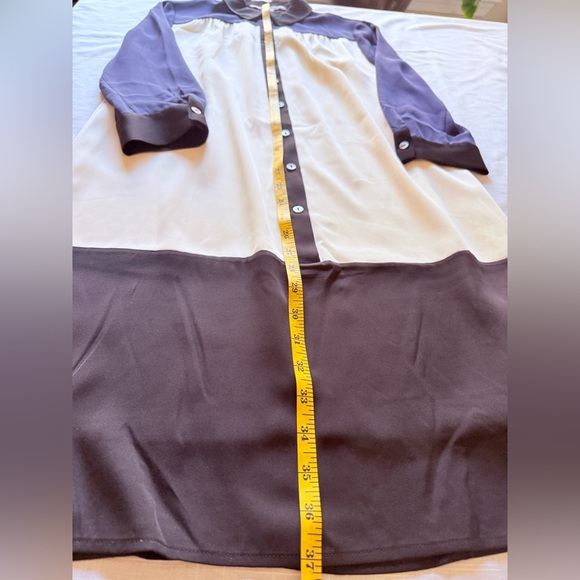 Diane Von Furstenberg Blue, White & Black Colorblock Silk Shirt Dress size4 - Picture 12 of 13